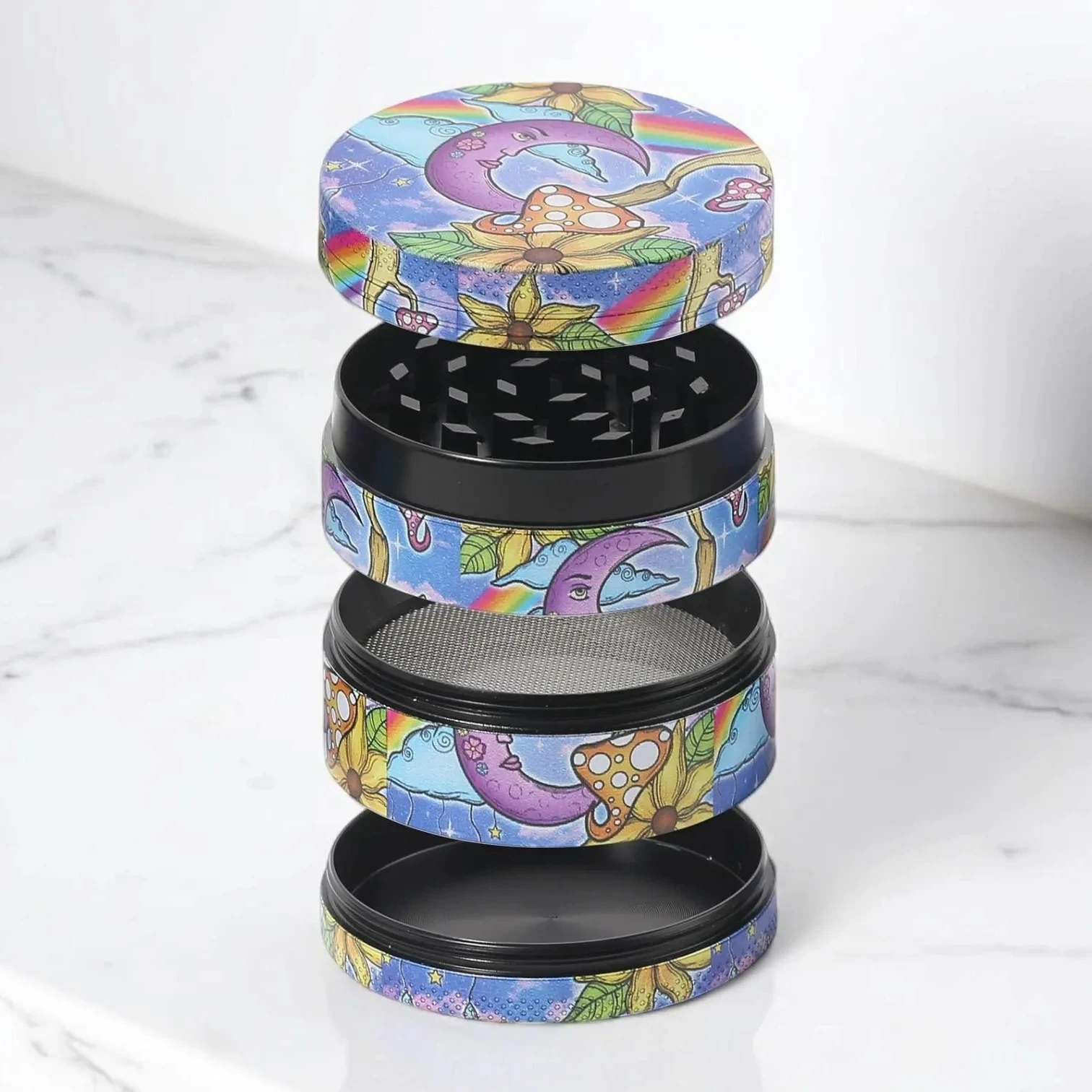 1/2 قطعة مطحنة أعشاب الشمس على شكل قمر أرجواني وصينية لف #5