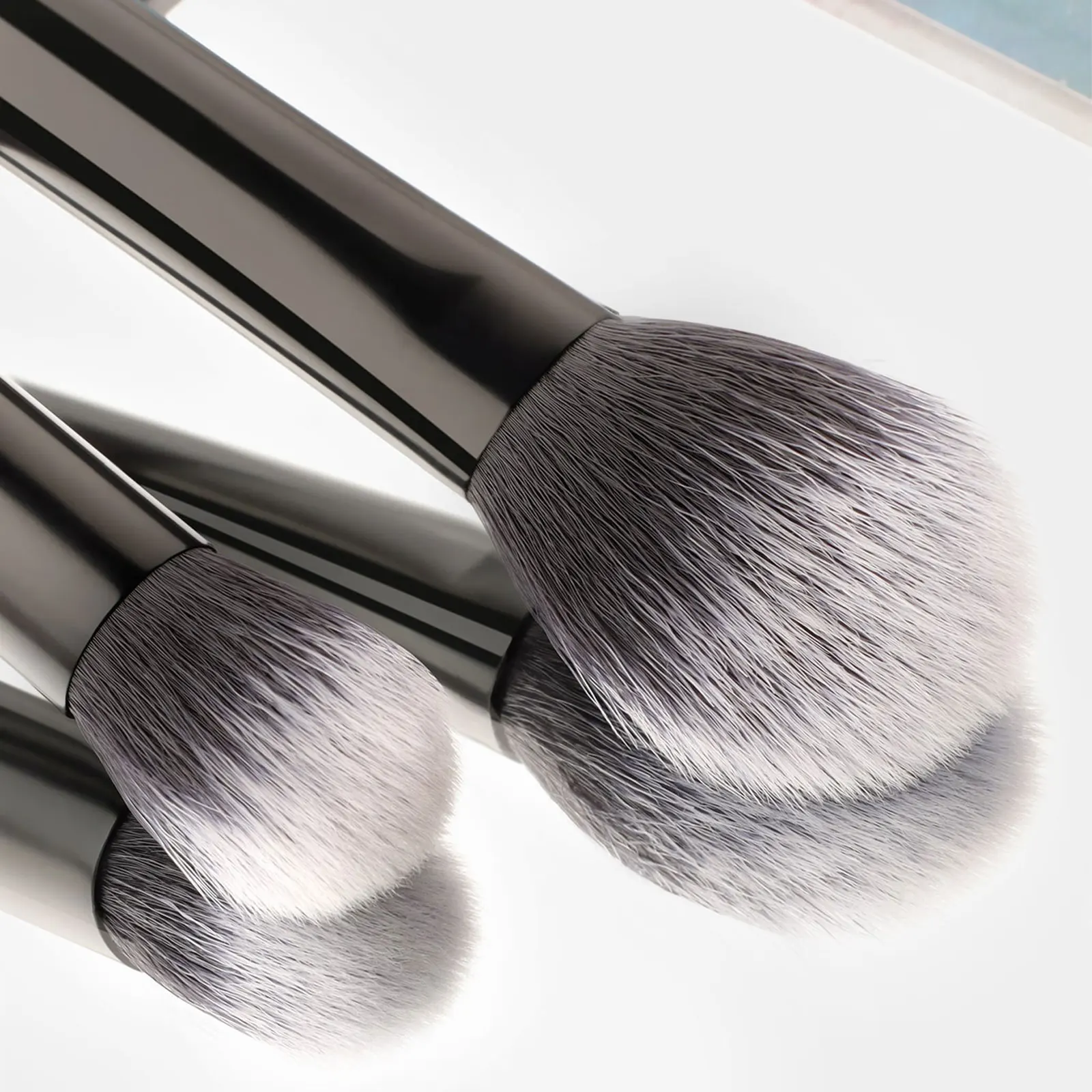 Kuas Blush ON สีดำ2ชิ้น/เซ็ตและ kuas Rias ผสมแก้ม kuas Blush ON kuas Rias peralatan Rias