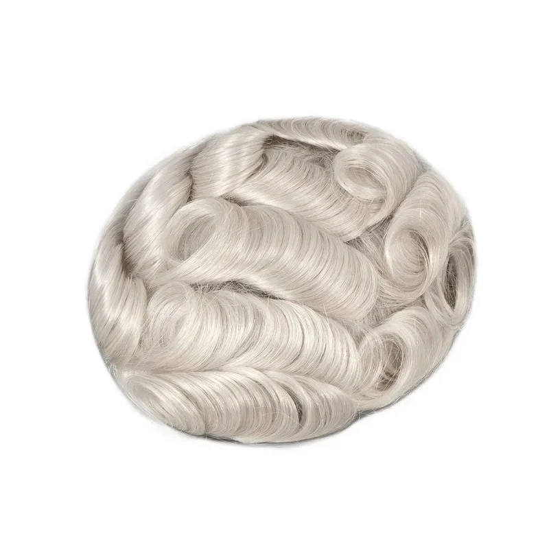 Prothèse capillaire à double nœud pour hommes, peau fine, bord invisible, système de remplacement de perruque, toupet, cheveux humains, 8x10, 0.06mm