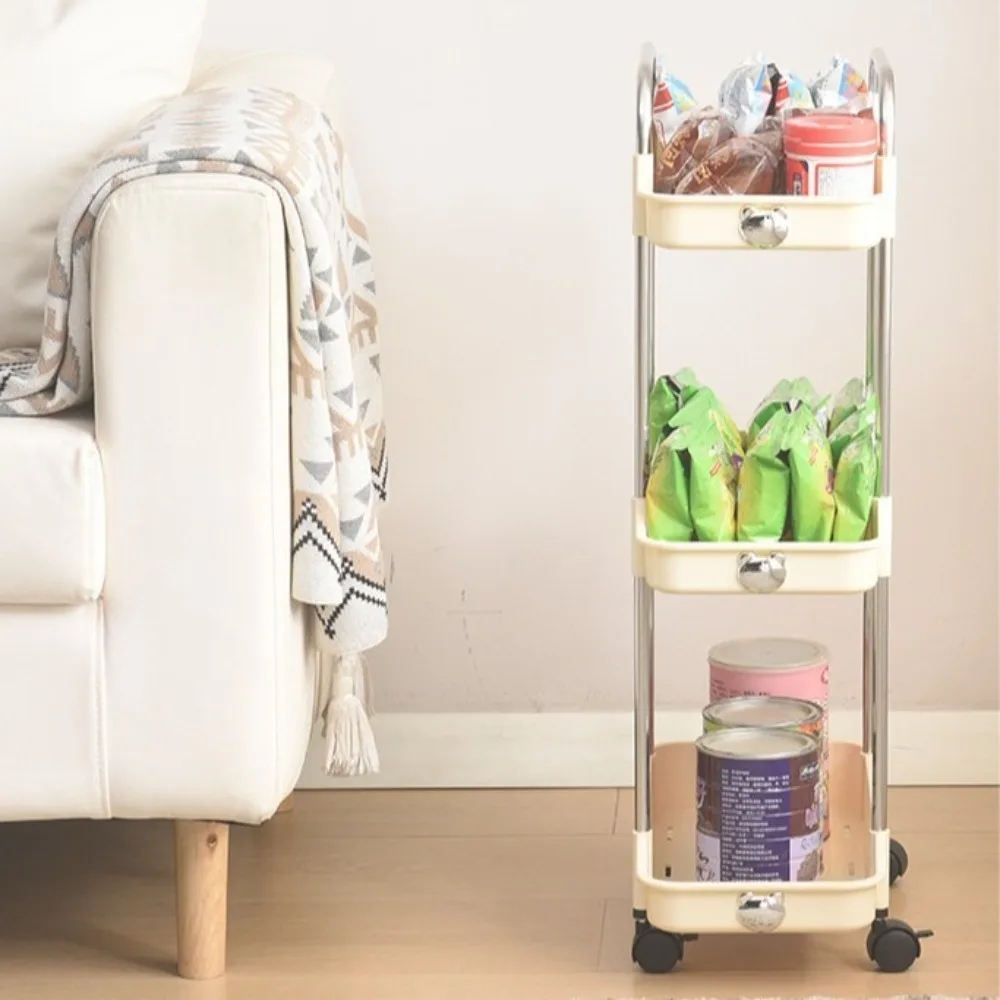 

2/3/4-слойная тележка на колесиках для хранения, компактная с колесиком, органайзер для тележки для ванной комнаты, многофункциональный мобильный стеллаж для ванной комнаты