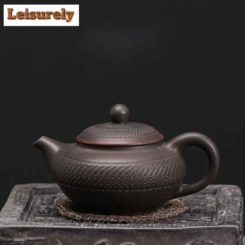 140ml Handmade Jumping Knife Iron Bod Teapot Elegant Qingxi Purple Pottery Pot Tea Making Kettle Chinese Tea Cafes Supplies Gift