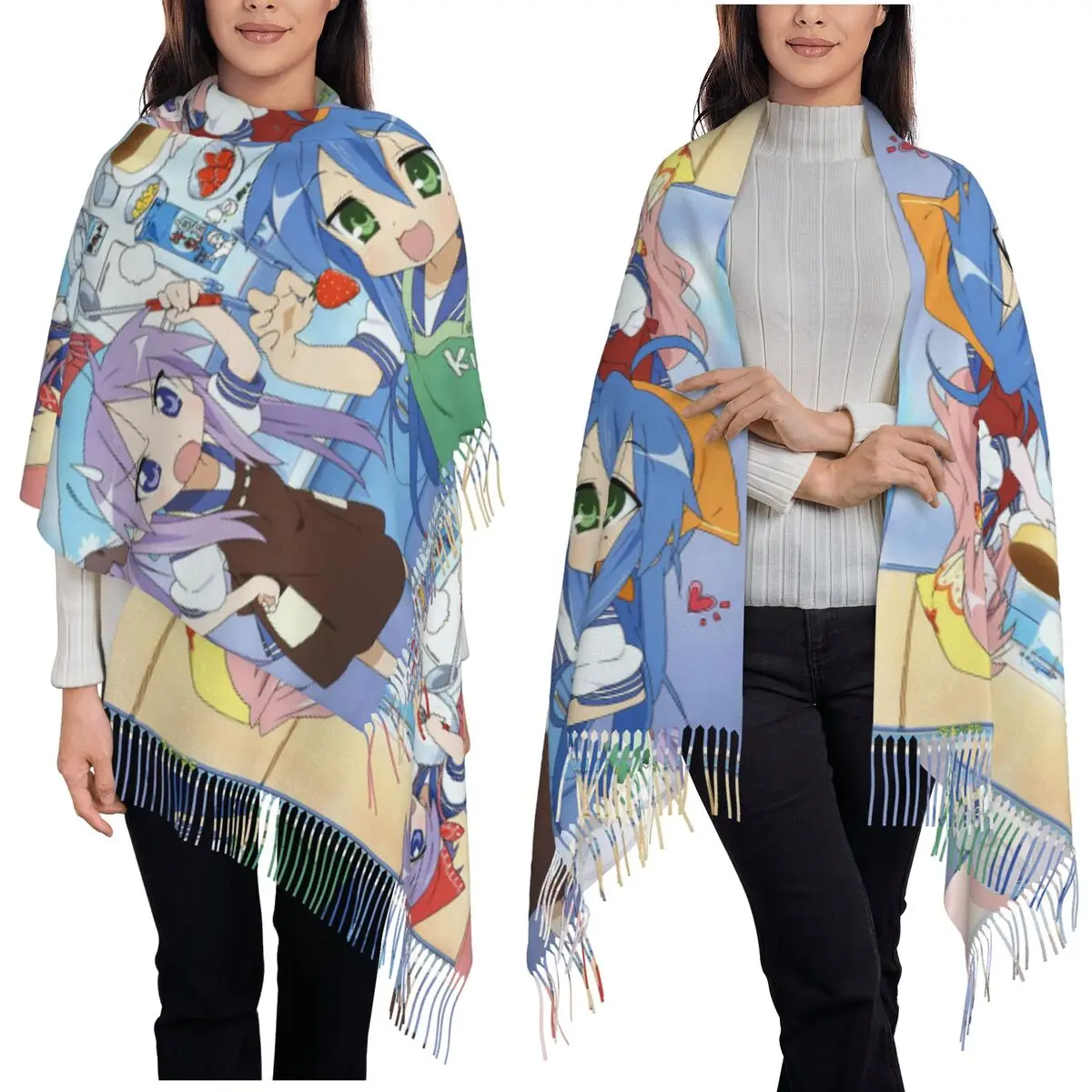 

Lucky Star Campus аниме мультфильм шарф шарфы с кисточками женские мягкие теплые шали и накидки длинная осенне-зимняя шаль накидка