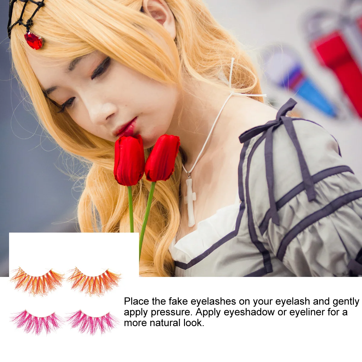 

2Pairs Colorful Makeup Eyelashes Premium Hair Soft Curves Exaggerated Volume Reusable False Lashes for Special Occasions