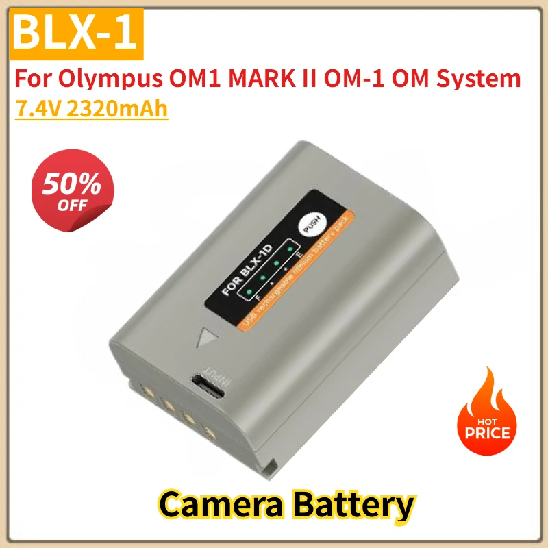 For Olympus OM1 MARK II  OM-1 OM System 7.4V 2320mAh BLX 1 BLX-1 Battery with Type C USB Fast Charging Port