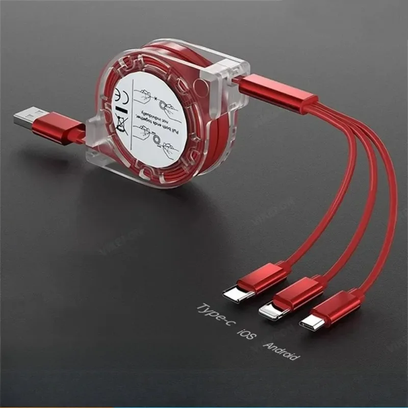 1pcs One To Three Expandable Data Cable Portable and Practical with High Aesthetic Value Car Three in One Charging Cable