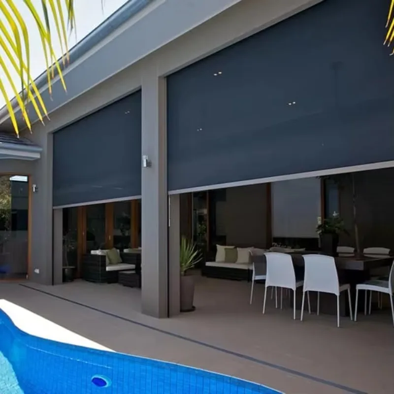 Patio Vertical Retractable Shade Motorized Curtain Roller Blind,patio Shades,patio Zip Track Outdoor Blinds