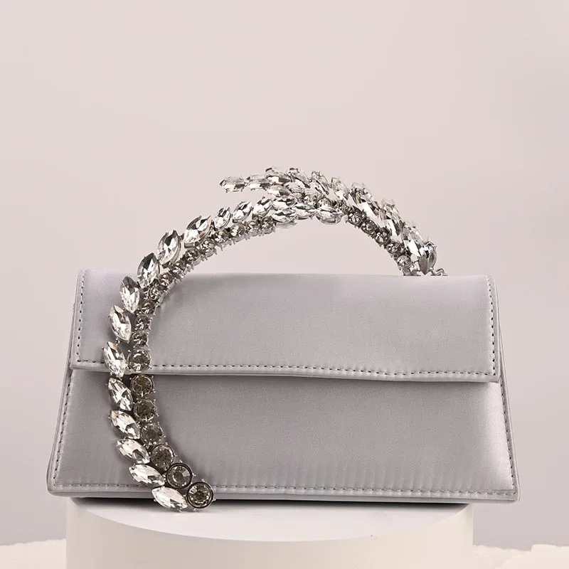 Sparkling Diamonds Sequin Handbags Women Gorgeous Crystal Satin Evening Purses Wedding Party Chain Crossbody Bags