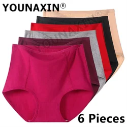 6 Pcs Women's Big Size Briefs Breathable Cotton Undies Underwear High Waist Large Panties Undershorts XL 2XL 3XL 4XL 5XL 6XL