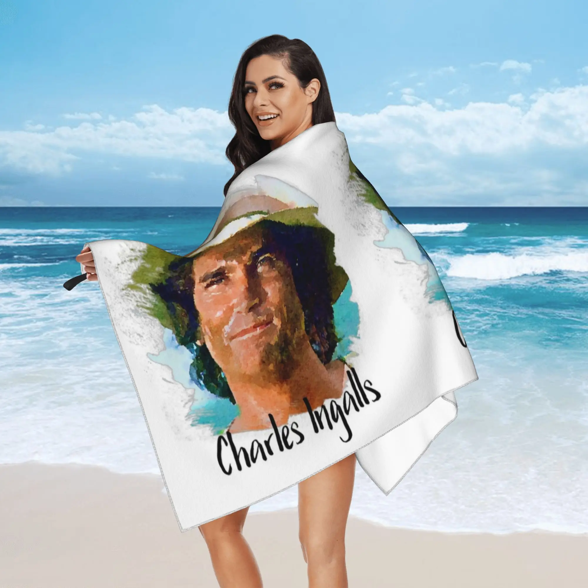 Charles Ingalls Little House on the Prairie Beach Towel Soft Microfiber Quick Dry Absorbent Quick Towels For Bath