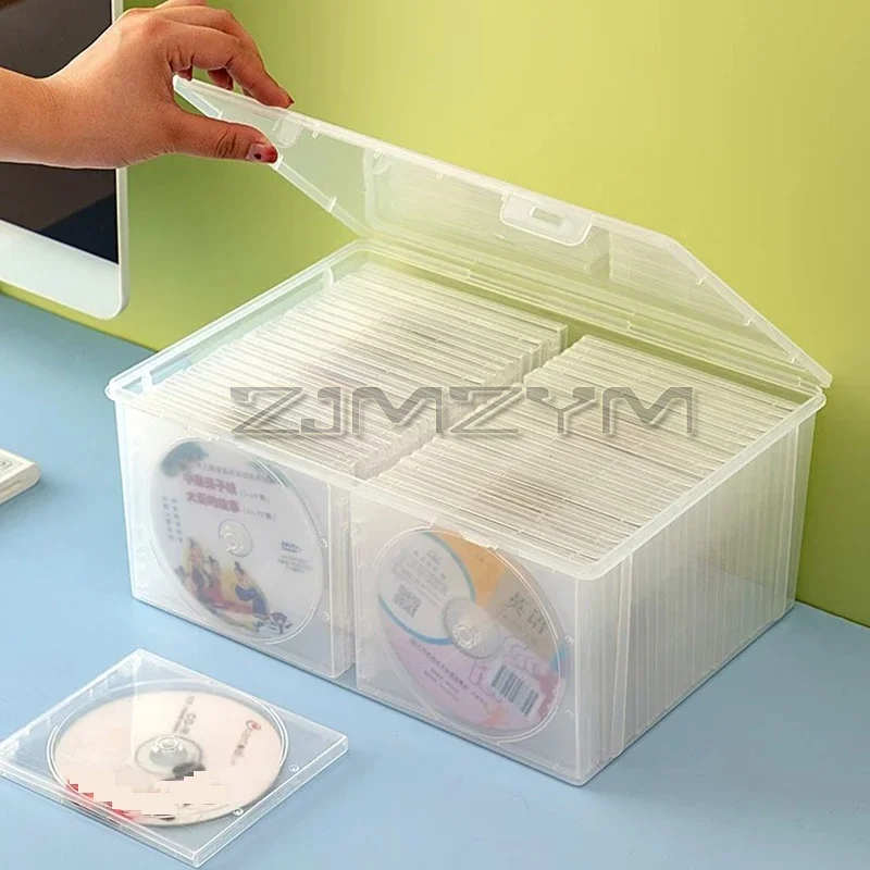 Transparent CD Storage Box Disc Comic Album Storage Organizer Dustproof Home DVD Storage Box Large Capacity Box With Snap Cover