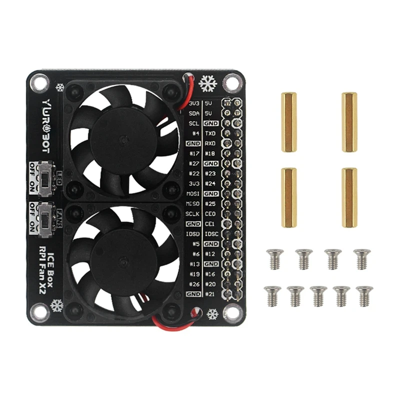 

Dual Fan Module For Raspberry Pi Heatsink Fan Expansion Board Development Board With LDE Ambient Light Module