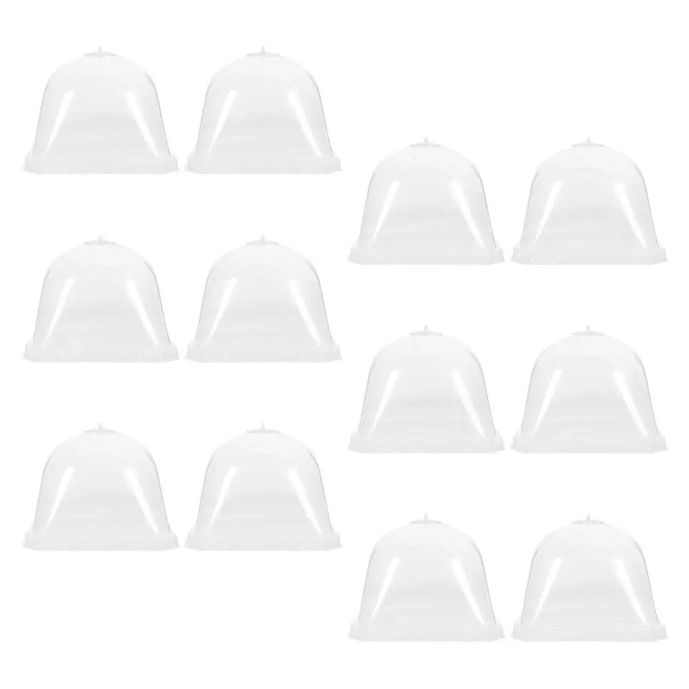 12Pcs Square Clear Plastic Dome Plant Covers Garden Cloche Humidity Dome Reusable Plant Protector Covers for Winter