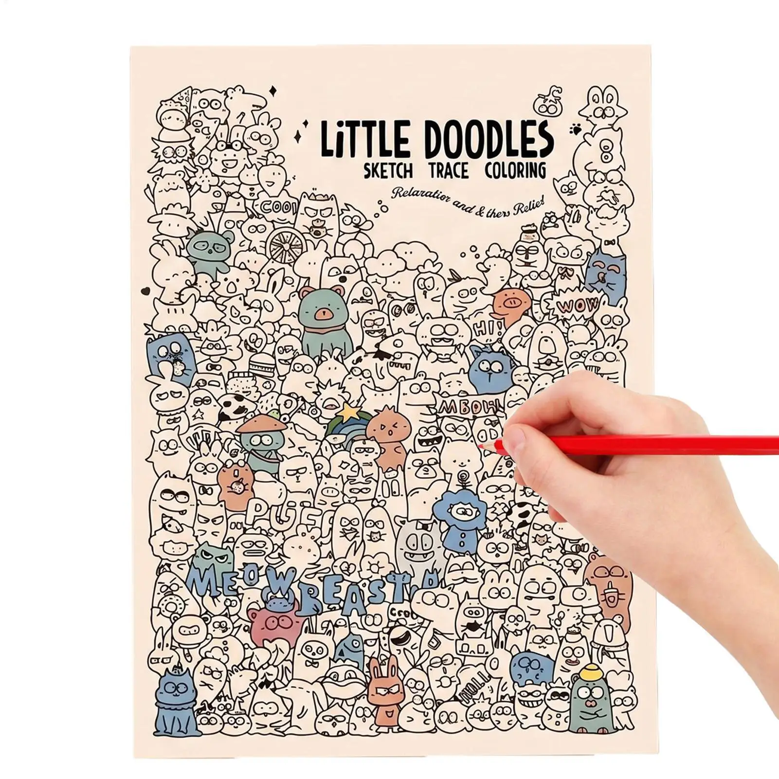 Trace Doodle Coloring Book A4 Drawing Pages Calming Activity Kids Coloring Books for Home School Travel, Relaxing