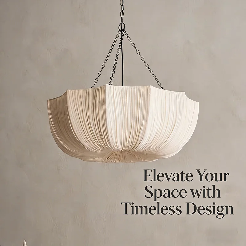 

Nordic Minimalist Wabi Sabi Fabric Chandelier Lamp Dining Room Chandelier Lights Home Decor Bedroom Lustre Led Hanging Living