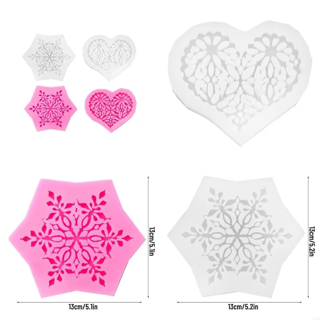 F19B Heart Shaped/Snowflake Mold Silicone Mold Chocolate Border Mold for DIY