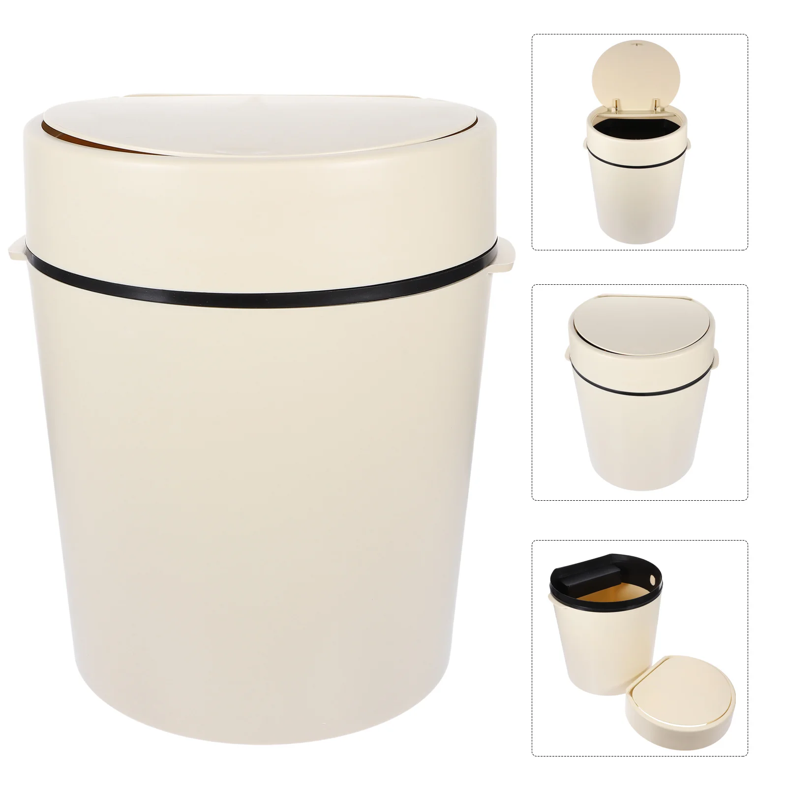 

Stylish Modern Trash Can Lid Plastic Bathroom Kitchen Office Waste Basket Compact Narrow Space Bathroom Trash Can with Lid