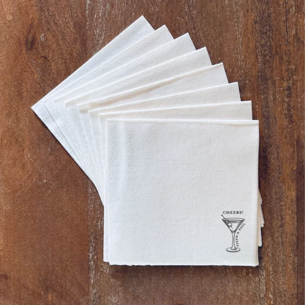 50Pcs Personalized Wedding Cocktail Napkins- Martini Margarita Choose Cocktail Beer Champagne, Bride Shower, Anniversary Party