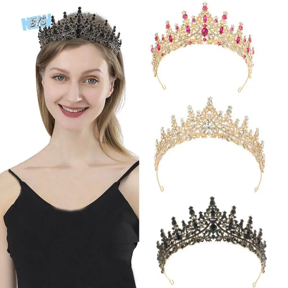 Durable Gorgeous Queen Crown Vintage Rhinestones Crystal Headbands Baroque Steady Bridal Crown Tiaras Women