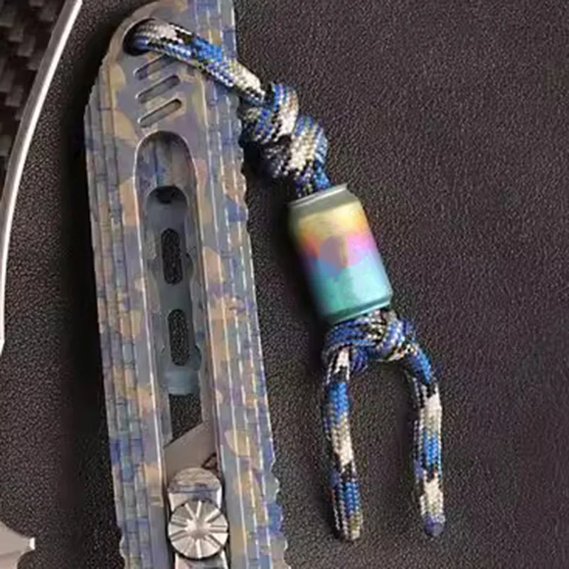 チタン合金コーラ缶チタン聖杯パラコードビーズナイフストラップビーズフィジェットスピナープッシュスライダー EDC アクセサリー