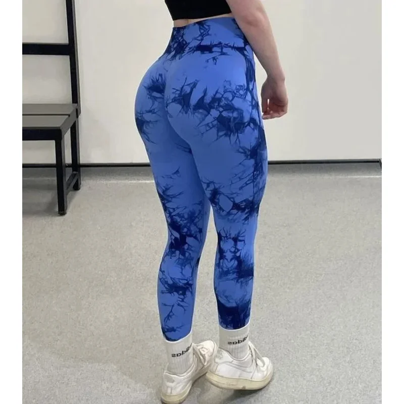 Tie Dye Seamless Gym Leggings Women Push Up Women Mallas Sports Fitness Contour Yoga Running Pants Elastic  Leggins