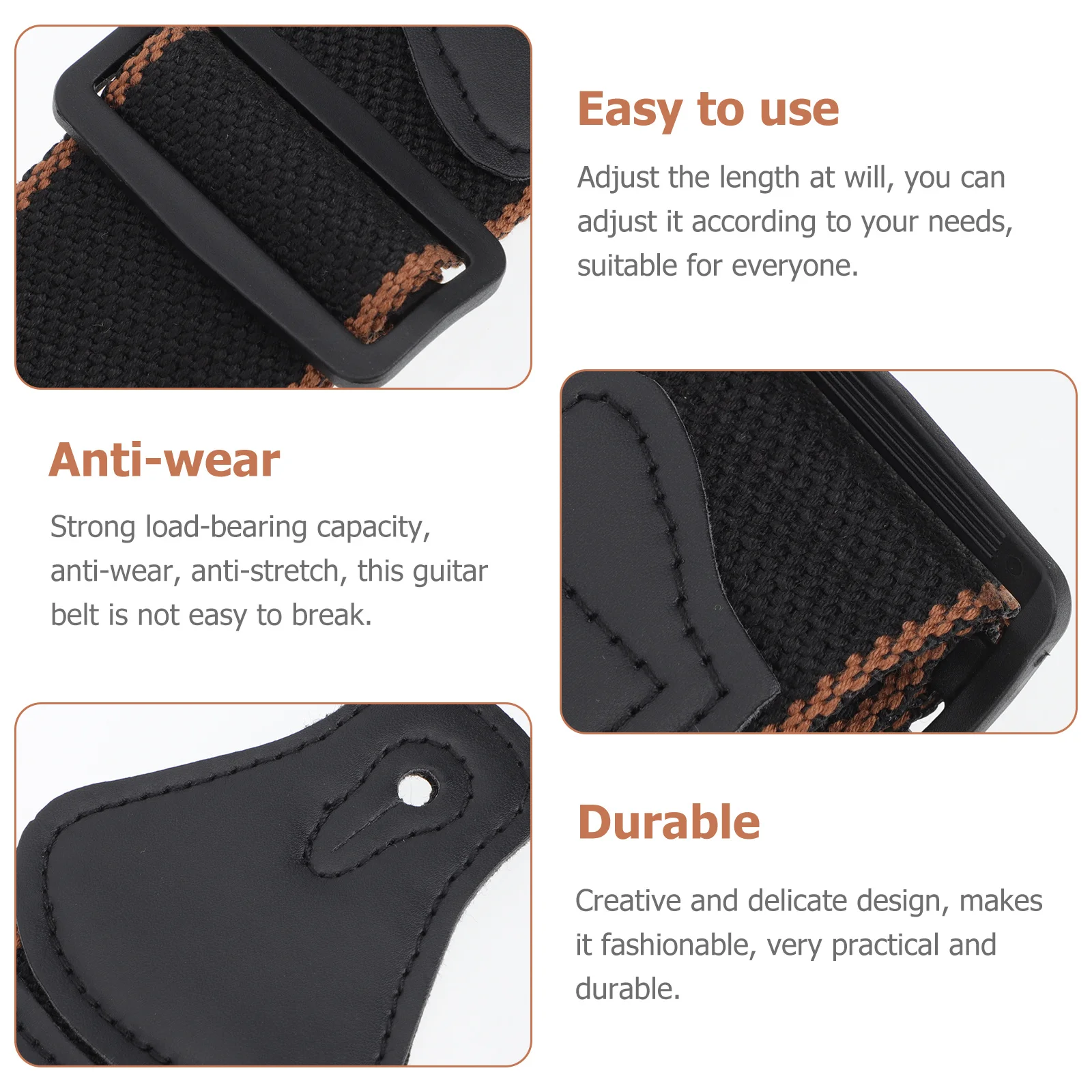 

1Set Guitar Strap Professional Sturdy Wear Resistant Adjustable Length Guitar Playing Belt for Acoustic Electric Bass