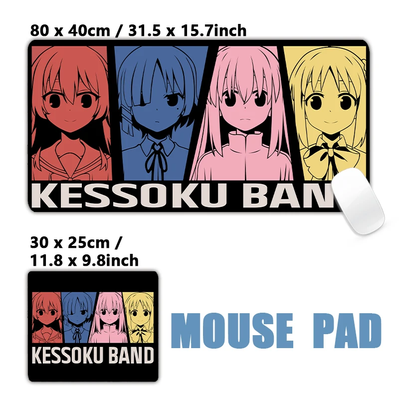 Anime Bocchi Mouse Pad XXL Non-Slip Gaming Desk Mat Laptop Keyboard Tray Office PC Rubber HD Print Black