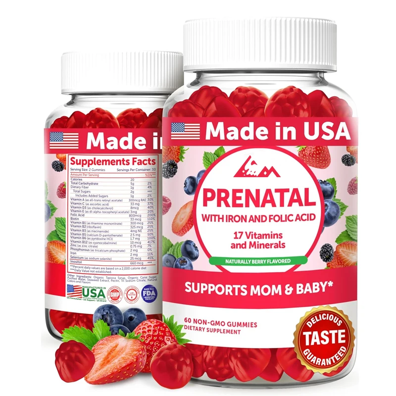 

Prenatal Vitamin Iron and Folic Acid - Exclusive Formula Pregnant Women's Complex Vitamin Soft Candy, 60 capsules