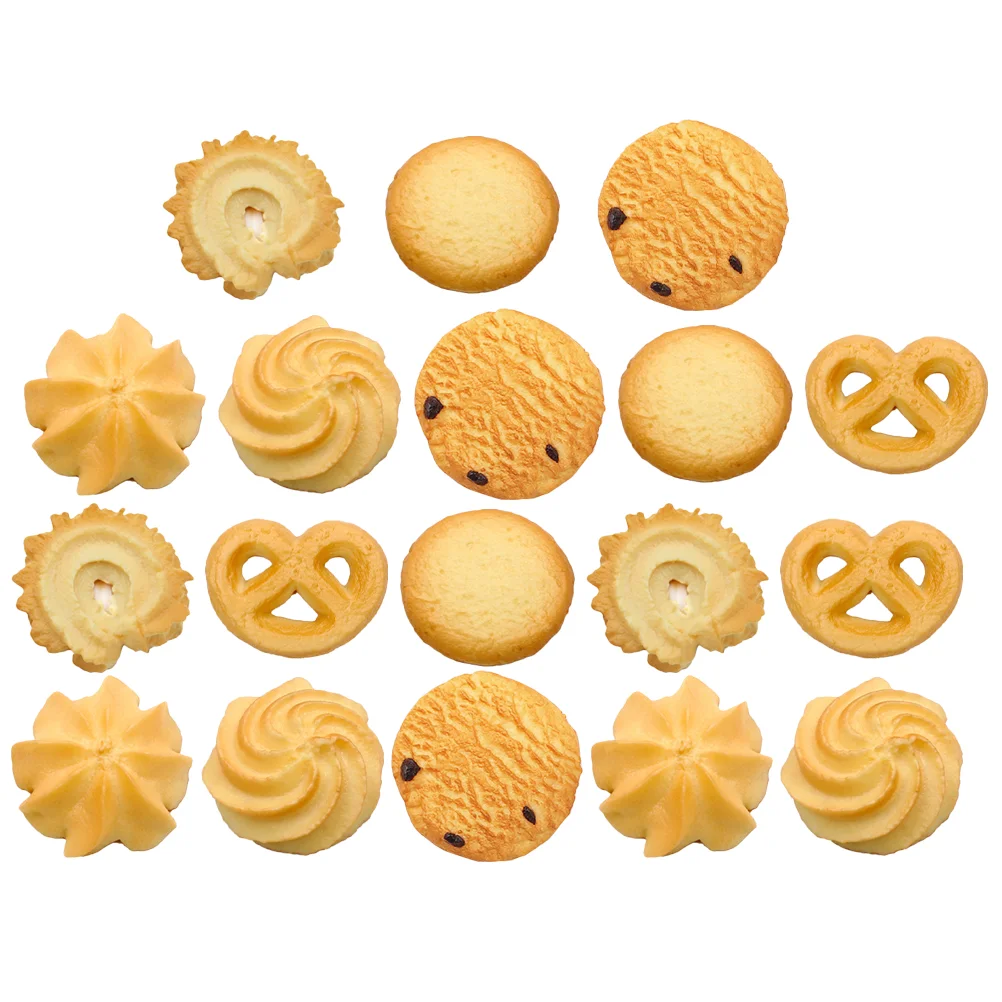 

18 Pcs Cookies Model Bread Prop Decorate Artificial Biscuit Pvc Play Toy Baby Fake