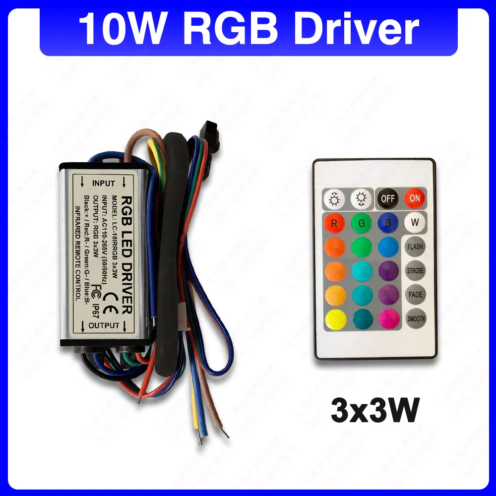 10W 20W 30W 50W 100W RGB LED Driver Waterproof IP67 Power Supply Adapter Transformer Infrared Remote Control AC85-265V