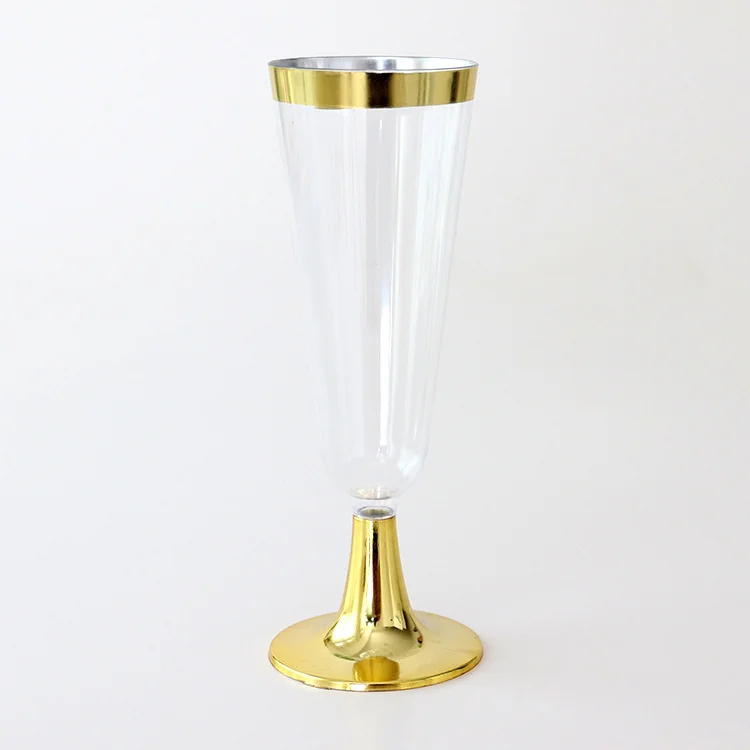 Disposable champagne glasses red wine glasses party party decoration cocktail glasses gold and silver rose gold plastic goblets