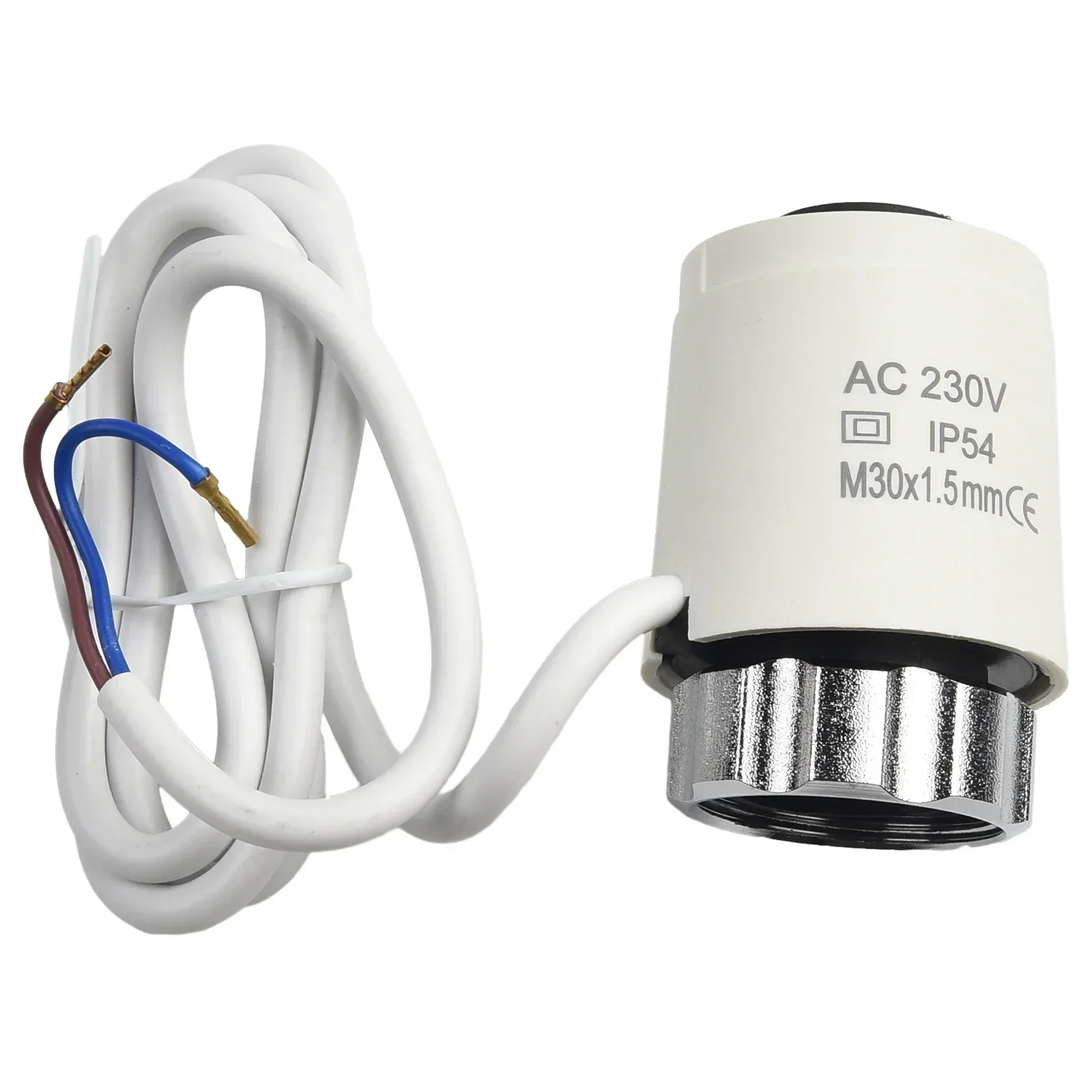 Floor Heating Manifold Thermostatic Actuator 230V AC Two Wire Connection M30 x 1 5mm Threaded Slim Design IP54 Rated