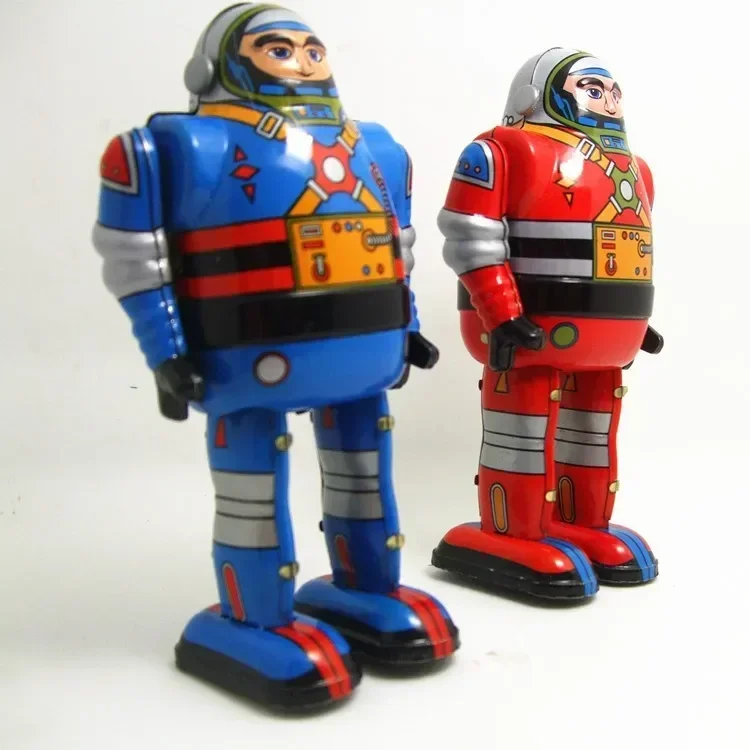 [Divertido] colección clásica mecanismo de relojería Retro cuerda de Metal para caminar estaño astronauta robot recuerda juguete mecánico juguete para niños