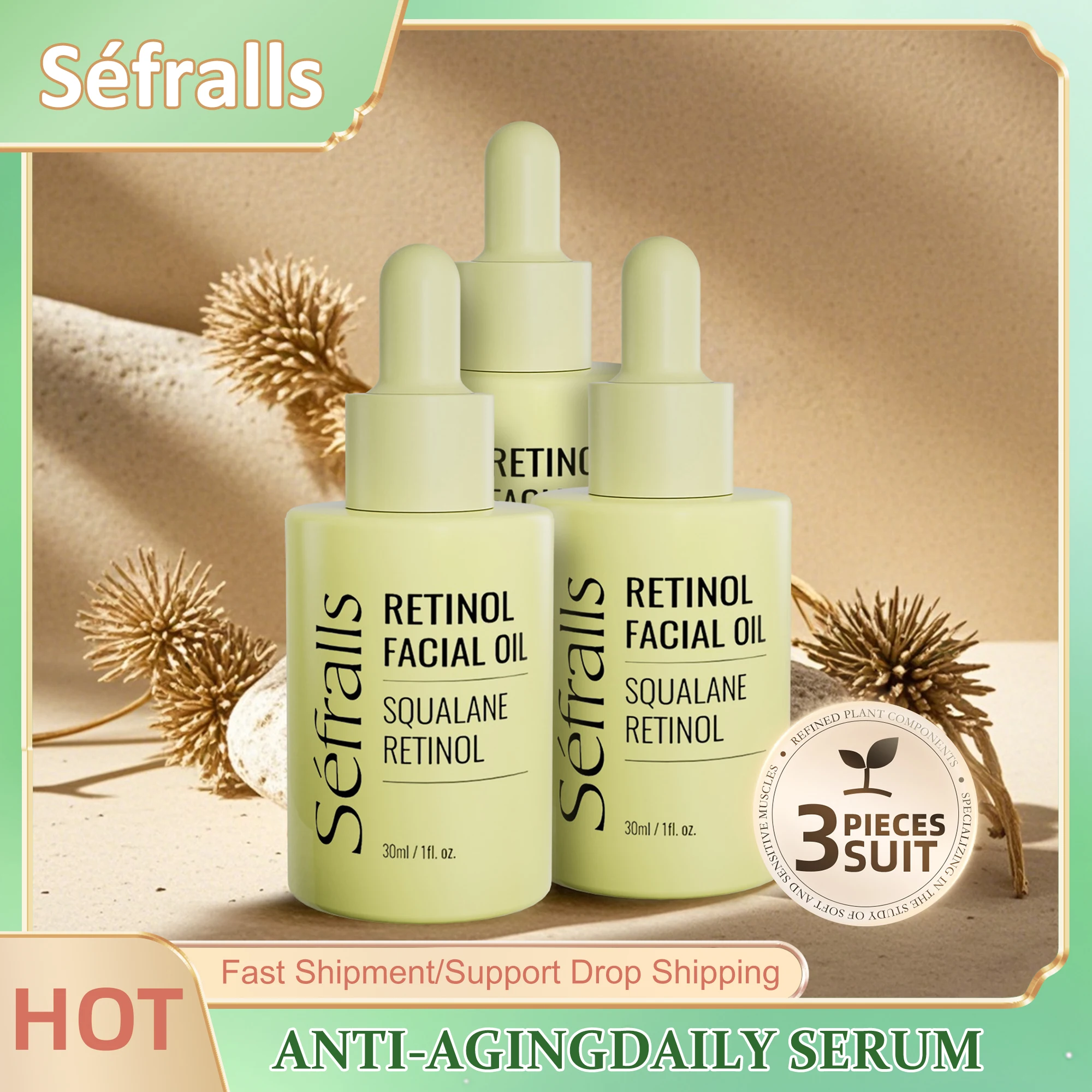 

Séfralls Retinol Facial Essence Oil 3x30ml - Anti-Aging & Whitening, Firming, Wrinkle Reduction, Hydrating, Balancing Oil, Sooth