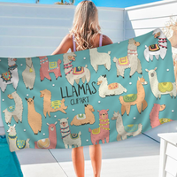 Llama Alpaca Cartoon Anime Beach Swimming Towel Soft Absorbent Washcloth Children's Gifts for Kids Travel Camping Gym