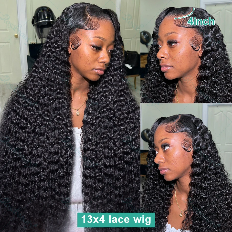 Rosabeauty 250% Curly Water Wave 13x6 Lace Front Human Hair Wig 30 Inches Loose Deep Wave Lace Frontal Wig 5x5 Lace Closure Wig