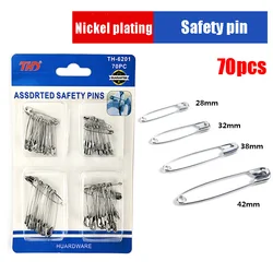 70pcs High Quality Safety Pins Diy Sewing Tools Accessory 4 Kinds Size Silver Metal Needles Large Safety Pin Small Brooch Pins