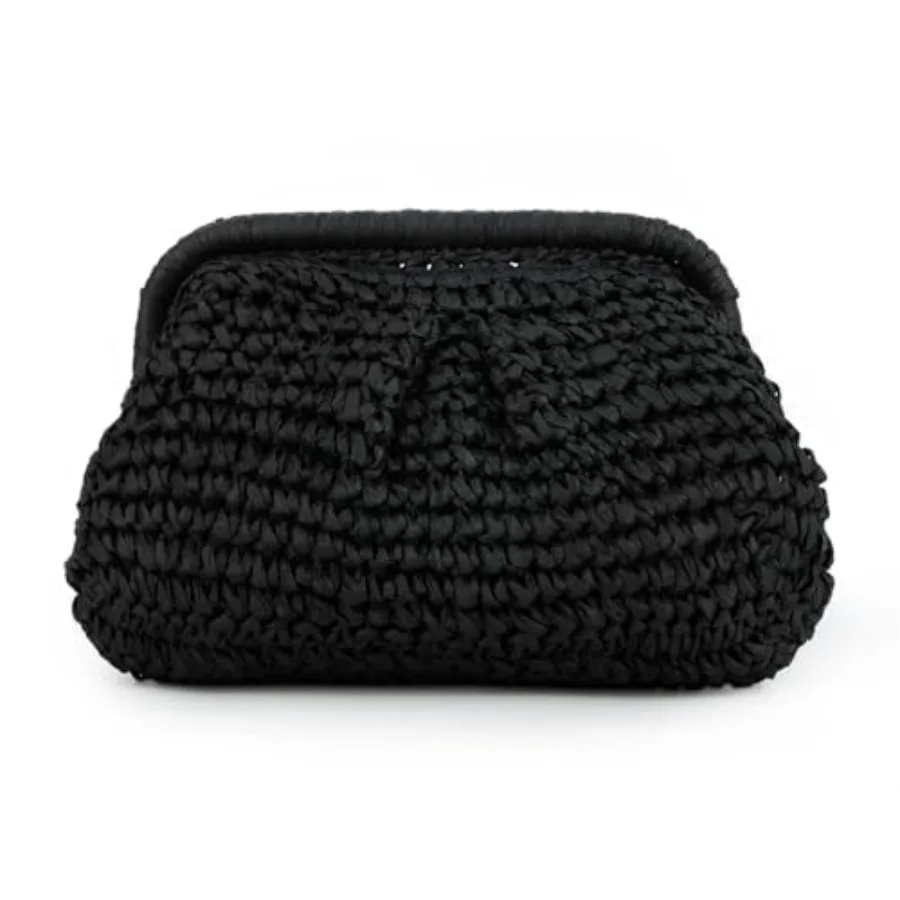 

Emprier Straw Clutch Purses for Women Cloud Dumpling Pouch Straw Crossbody Shoulder Handbag Summer Beach Woven Bag
