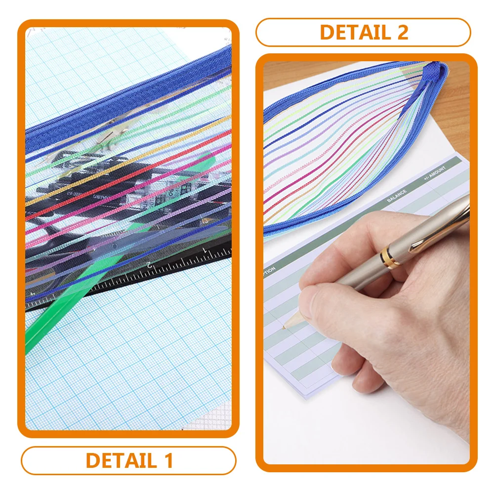 

8pcs Cash Oxford Cloth Receipt Holder Large Capacity Students Pen Multi Use Pen Bag Bag Portable Storage ganizer Blue