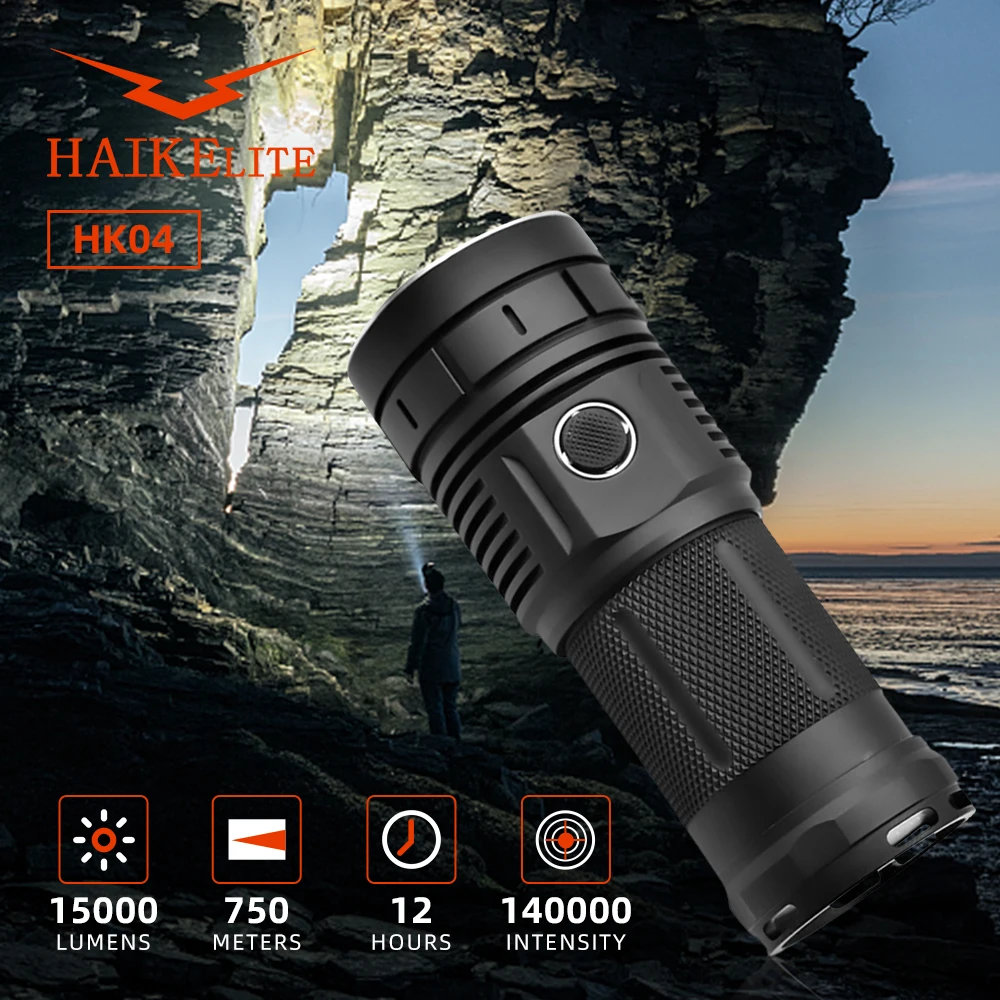 

Мощный фонарик Haikelite HK04, фонарь 750 лм, диапазон 18650 м, USB-зарядка, яркость, светодиодные фонарики высокой мощности