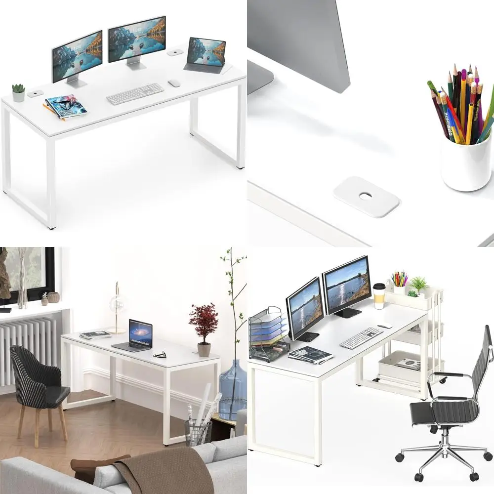 

55-Inch White Office Computer Desk - Commercial Quality