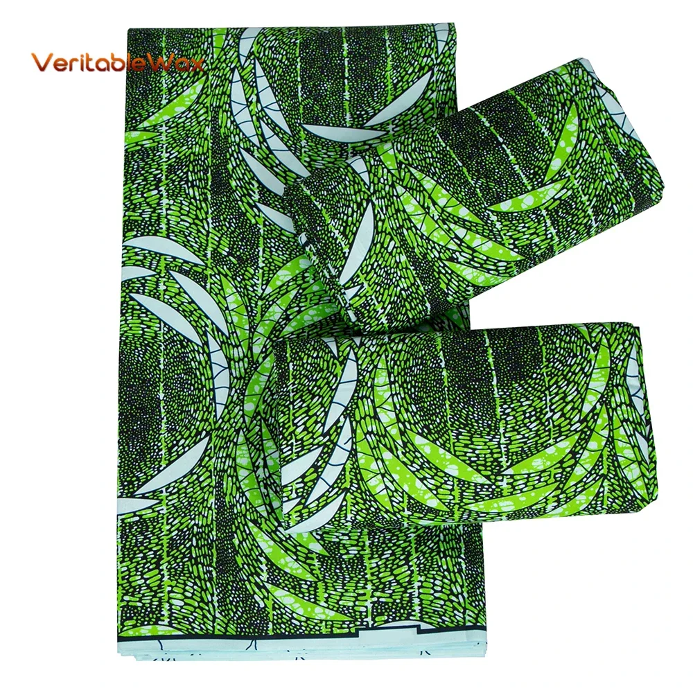 Ankara Fabric African Real Wax Print Polyester Material for Handsewing High Quality Cloth for Green Party Dress N-31-2