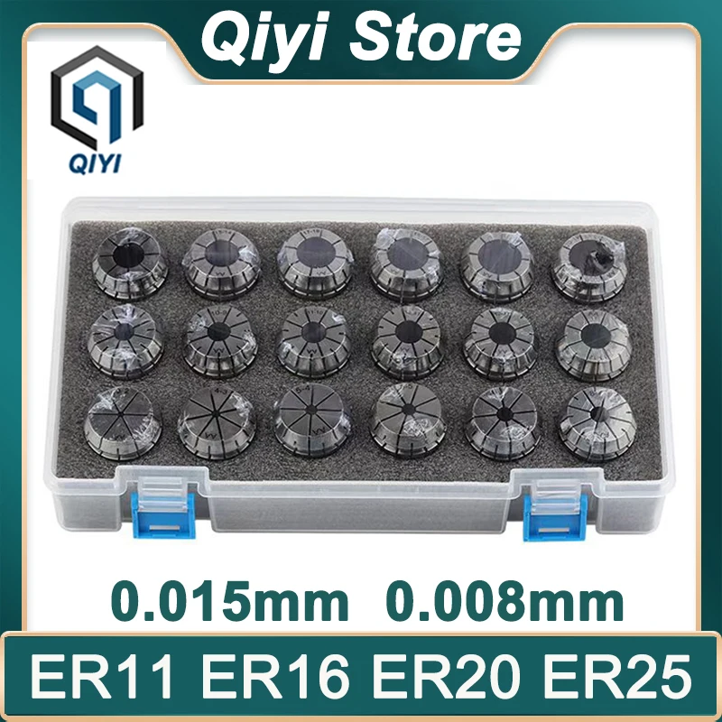 QIYI ER11 ER16 ER20 ER25 ER32 ER40 Set ER Spring Collet Chuck 0.015 0.008mm for CNC Milling Tool Holder Engraving Machine Lathe