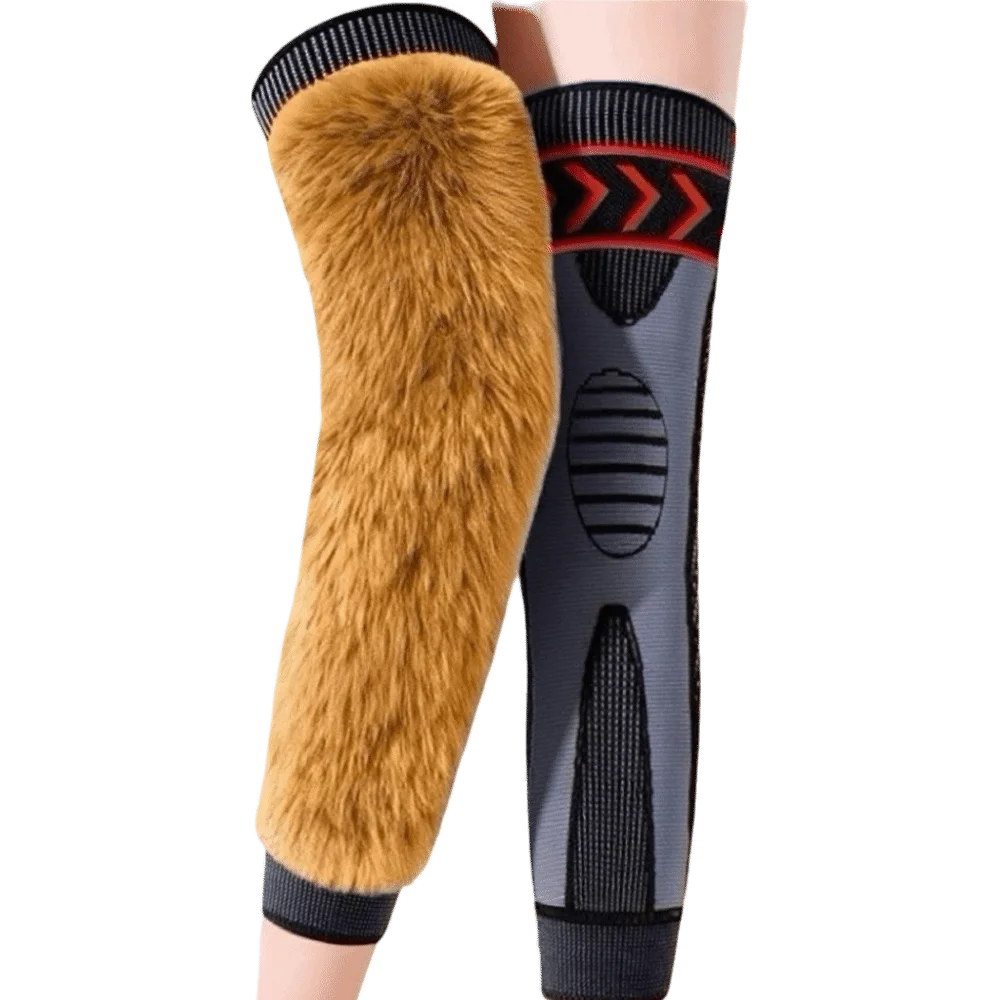 Cold-proof Warm Knee Pads with Straps Windproof Soft Thick Knee Protector Elastic Comfortable Thermal Leg Warmers