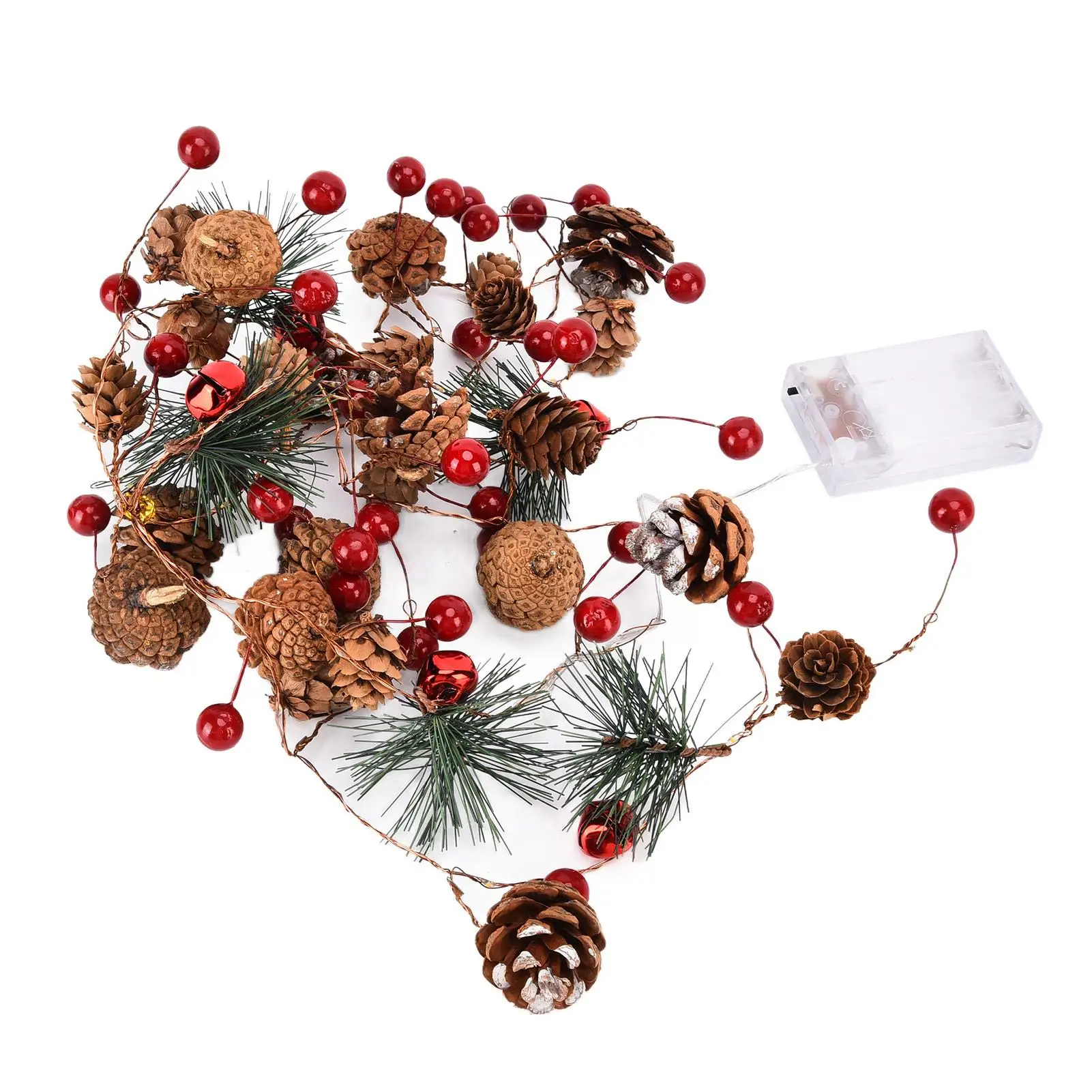 

Battery Operated Pinecone Berries Fairy LED String Lights - Flexible for indoor & Outdoor Christmas Decorations