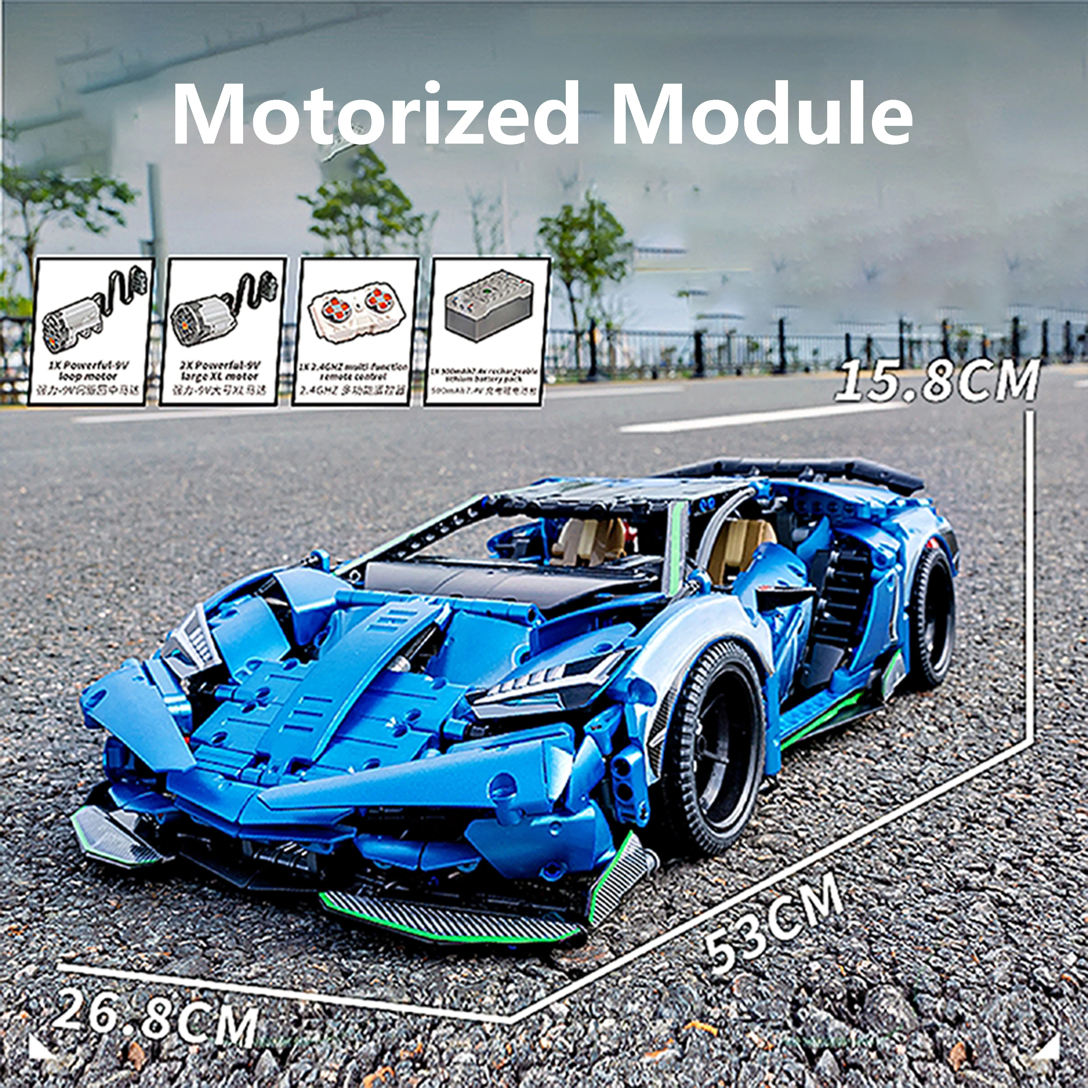 

1922 шт., масштаб 1/10, супер гоночный автомобиль, комплект строительных блоков, модель спортивного автомобиля «сделай сам», с дополнительными функциями мощности, креативный дисплей, подарок