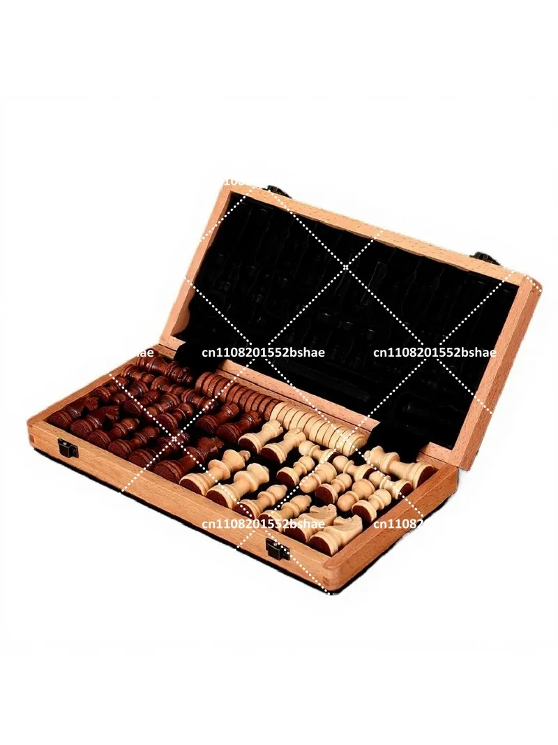 2 in 1 Wooden Chess and Checkers Set with Two Queens, Professional Board Game for Adults and Kids