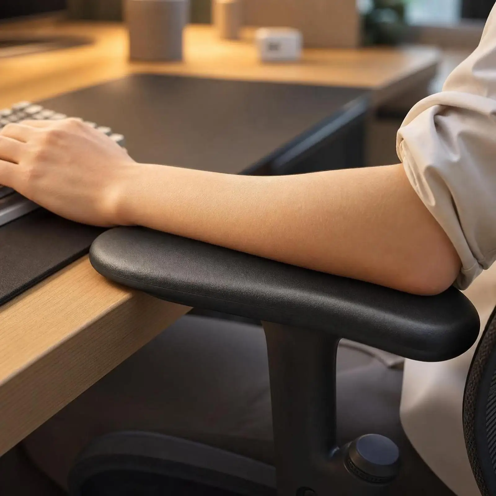PU Leather Office Armrest Pad Comfortable Chair Arm Pad for Work Chair Ergonomic Cushion Replacement Part