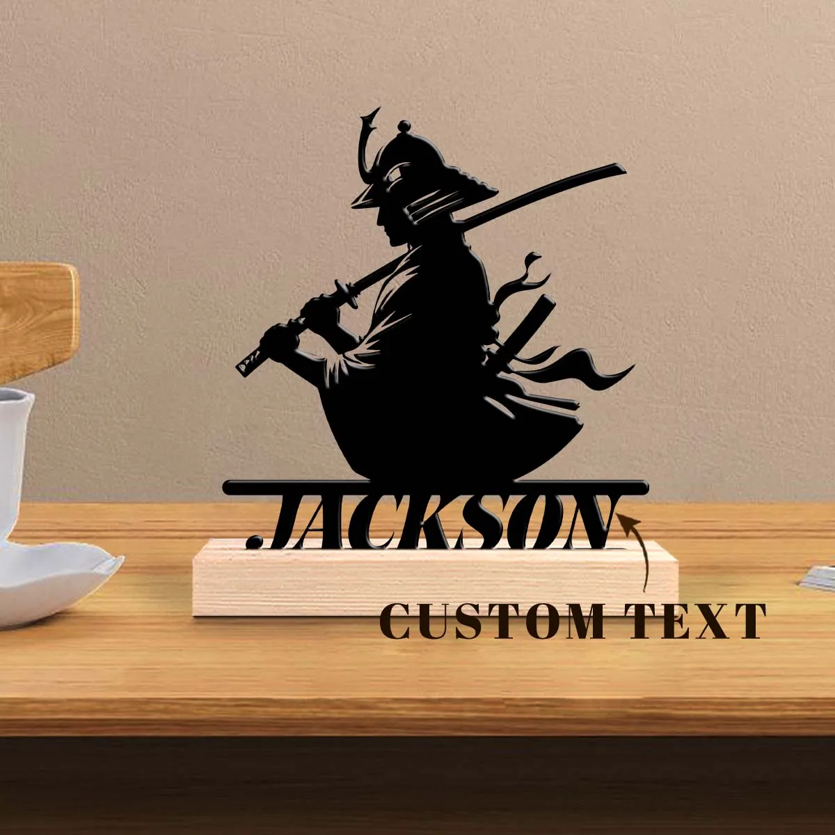 1pc Customized Metal Handicraft Ornaments Custom Content With Wooden Base Gifts and Metal Decorations for Family and Friends