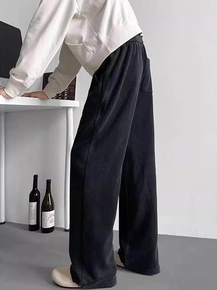 

Waed Fce Wide Leg Men's Casual Pants Autumn Winter Straight Loose Trousers Drapey American Retro Comfortable Leisure Pants