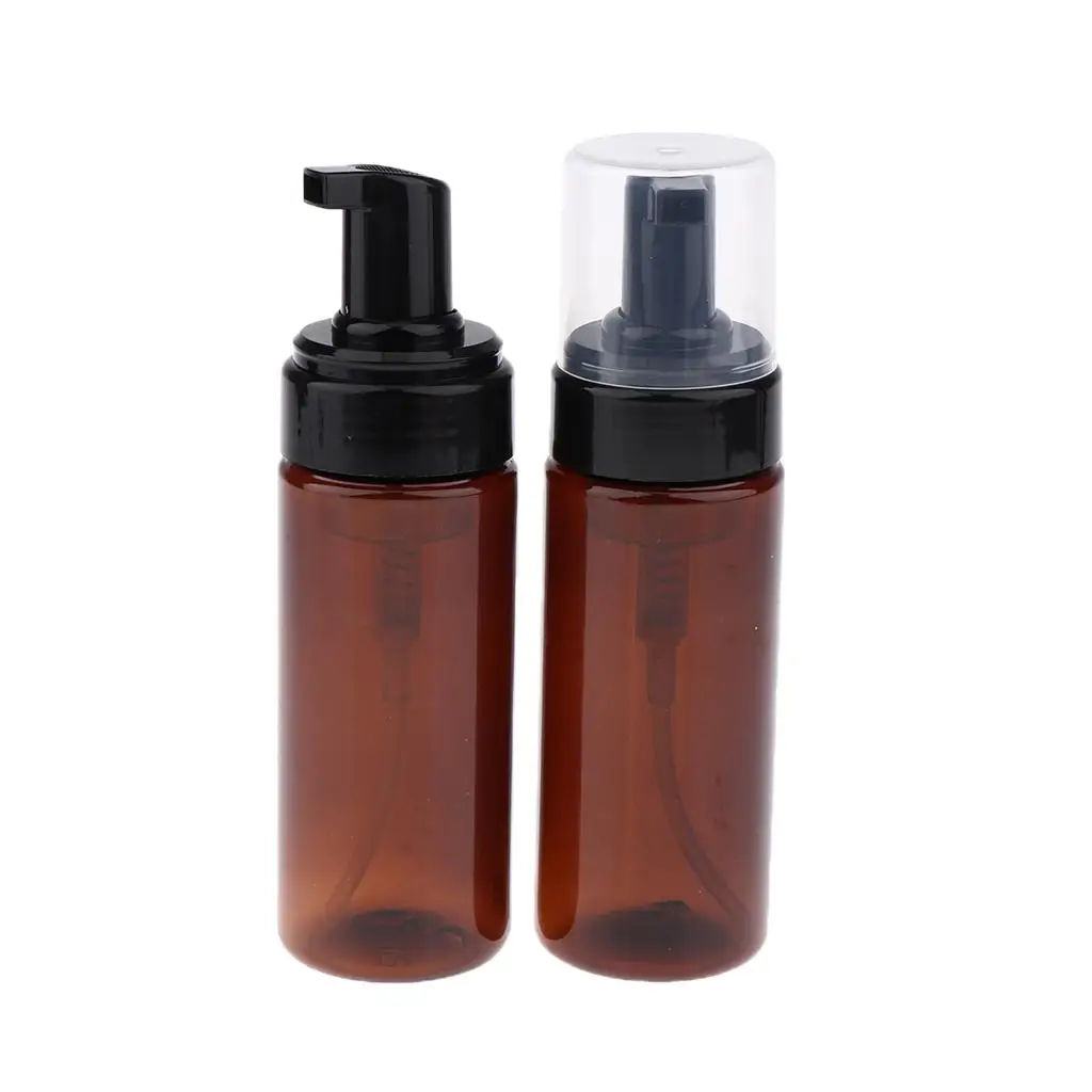 2Pcs Press Pump Dispensers Refillable Nontoxic Foaming Soap Bottle Refill Empty Cosmetic Bottles with Clear Cap - 150ml